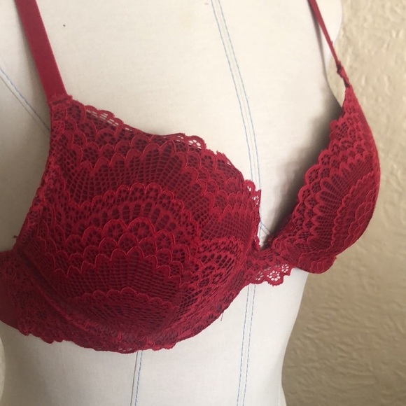 La Senza Obsession Dark Red Scalloped Lace Underwire Bra 34B - Picture 2 of 11